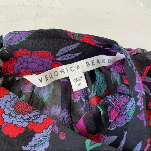 VERONICA BEARD Cicely Silk Floral Print Blouse Size 10 - Picture 6 of 9